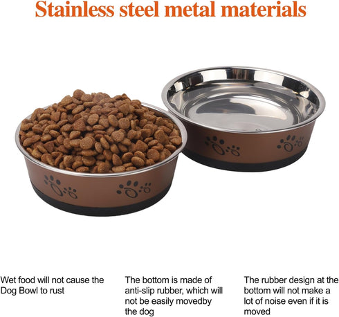 Cat Bowls Cat Dishes Pet Bowl Anti Slip Stainless Steel Cat Food Bowls Unbreakable,Thickened Cat Feeder Suitable for Indoor Small Pets Rubber Base...