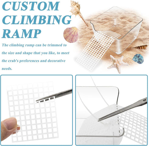 2 Pack Hermit Crab Water Tank, Hermit Crab Cage Accessories with Climbing Ramp Hermit Crab Aquarium Salt Water Pool for Small or Medium Hermit Cra...