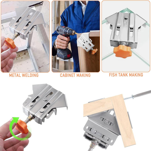 90 Degree Right Angle Clamp for Woodworking,Multipurpose Stainless Steel T-shaped Clamp,Single Handle 90 Degree Corner Clamping Tool with Adjustab...