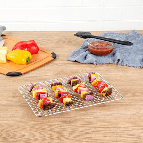 Restaurantware Met Lux 8.5 x 12 Inch Wire Baking Rack 1 Heavy-Duty Oven Wire Rack - Fits Quarter Size Sheet Pan Dishwashable Stainless Steel Cooli...