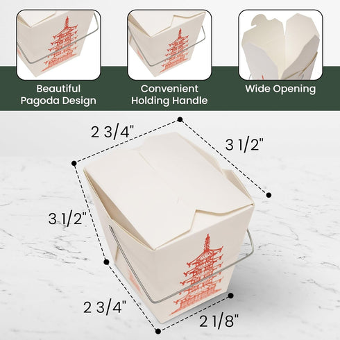 15 Count 16 oz Pagoda Wire Handle Chinese Takeout Box...