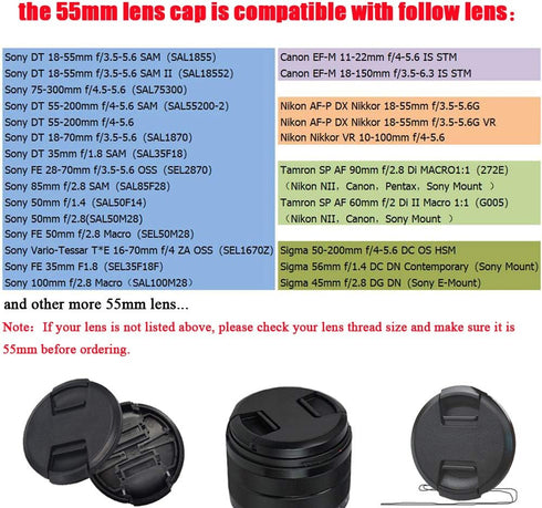 55mm Snap-On Lens Cap for Sony E f/3.5-5.6 18-135 OSS Lens for Sony Alpha a6600 a6400, Fire-Rock Lens Cover for Sony FE 28-70mm f/3.5-5.6 OSS Lens...