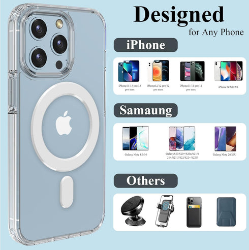 Universal MagSafe Ring, 2 PCS Magnet Sticker Magnetic Adapter Ring Compatible with Magsafe Accessories & Wireless Charging for iPhone 15/14/13/12/...