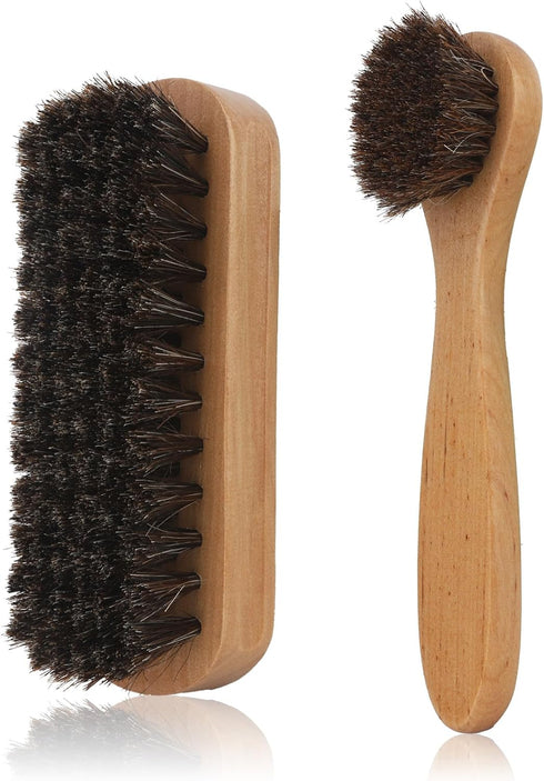 2 Pcs Shoe Brush, Boot Brush, Horsehair Brush Shoe Kit Shoe Cleaning Brush Polish Brush Shoe Cleaner Brush Leather Cleaning Brush Shoe Shine Brush...