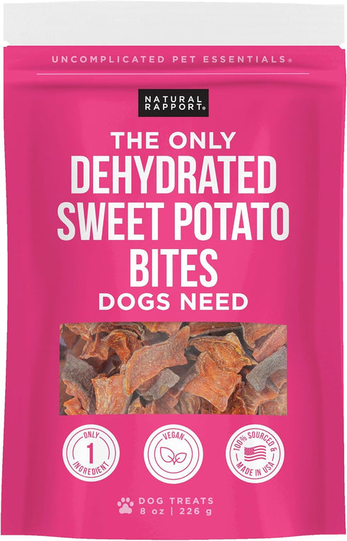 Natural Rapport Sweet Potato Bites - The Only Sweet Potato Treat Dogs Need - 100% Dehydrated Sweet Potato Dog Treats (8 oz)...