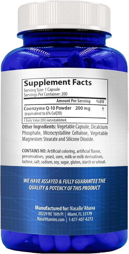 CoQ10 200mg Capsules | Vegan Friendly Coenzyme Q10 200mg from Easy Absorption Ubiquinone Supplement for Skin Heart and Energy Support | Made in Th...
