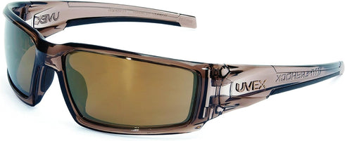 Honeywell Uvex Hypershock Safety Glasses, Brown Frame with Gold Mirror Lens & Anti-Scratch Hardcoat (S2964) 5.6 x 1.7 inch...