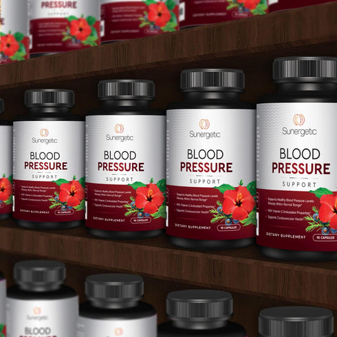 Premium Blood Pressure Support Supplement For Cardiovascular & Heart Health with Garlic, Hawthorn & Hibiscus - 90 Capsules...