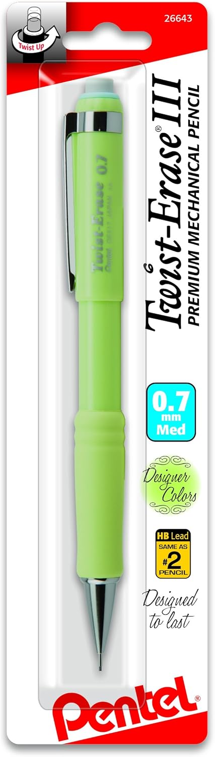 Pentel Twist-Erase III Mechanical Pencil, (0.7mm) 1-Pk - Fashion Colors (QE517FBPM)...
