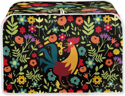 Rooster Floral Pattern Toaster Cover Dustproof Cover 2 Slice Small Appliance Cover Green Xmas Tree Bread Maker Cover Dust Protection & Waterproof ...