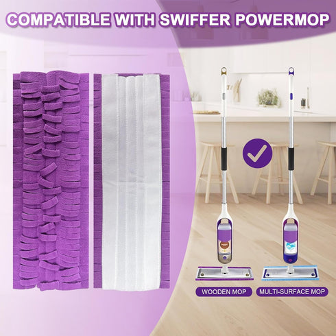 8 Pack Power Mop Refill Pads for Swiffer & Multi-Surface Mop, PowerMop Wood Mop, Replacement & Washable & Reusable Multi-Surface Mop for Floor Cle...