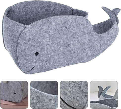 STOBOK Felt Storage Bin, Whale Shaped Storage Basket Fabric Foldable Storage Bin Sundries Organizer Toy Storage Bin for Home Nursery Toys Containe...
