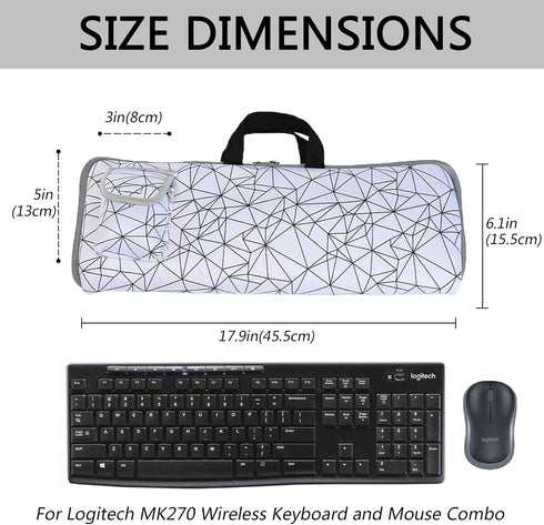 Keyboard Case Neoprene Keyboard Sleeve Portable Carrying Case with Mouse Bag Suitable for Logitech MK270 Wireless Keyboard and Mouse Combo-Wireles...