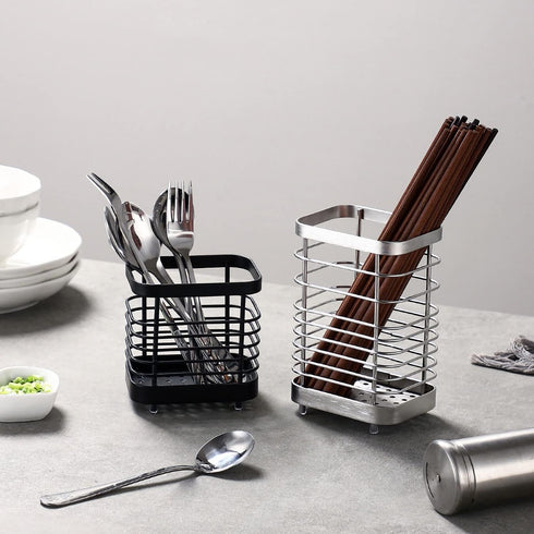 Kitchen Utensil Holder, Stainless Steel Utensil Holder Countertop, Kitchen Utensil Drying Caddy, Cutlery Drainer for Kitchen Utensil, Rust-Proof C...