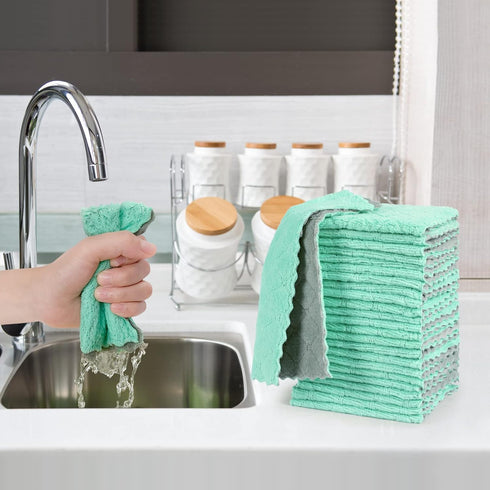 24 Pack Kitchen Cloth Dish Towels, No Shedding Soft Premium Dishcloths, Absorbent microfiber cleaning cloth for Cleaning Dishes, Kitchen, Bathroom...