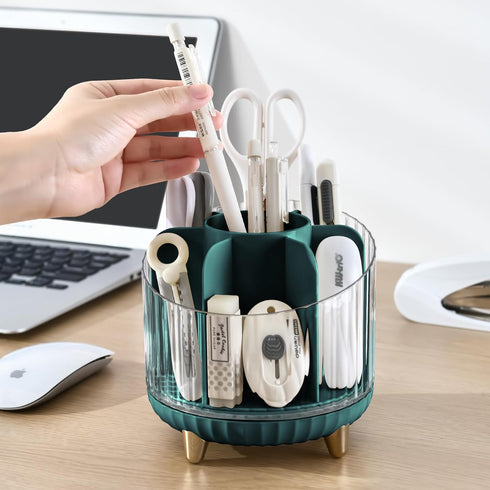 CANITORON Makeup Brush Holder,360°Rotating Makeup Brush Case,Multiple Region Storage Skincare Organizer,Cosmetic Display Cases for Vanity,Office D...