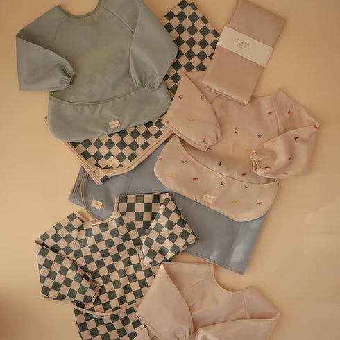 mushie Baby Splat Mat 42.5x42.5 Inch (Olive Check) | Water Resistant for Under High Chair and Infant Play...