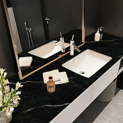 Black Marble Peel and Stick Wallpaper 17.7in*118in,Black Marble Contact Paper Self Adhesive,DIY Waterproof Granite Vinyl Film for Kitchen Bathroom...