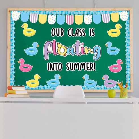 Summer Bulletin Board Decorations Floating Into Summer Classroom Bulletin Board Border Duck Summer Pool Float Paper Cutouts for Classroom Window W...