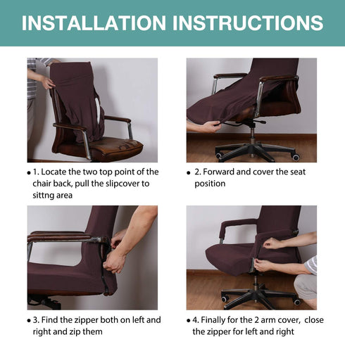 Turquoize Office Chair Cover - Stretch Computer Chair Cover with Arms, Universal Removable Rotating Slipcover for Dogs, Cats & Pets, Brown...