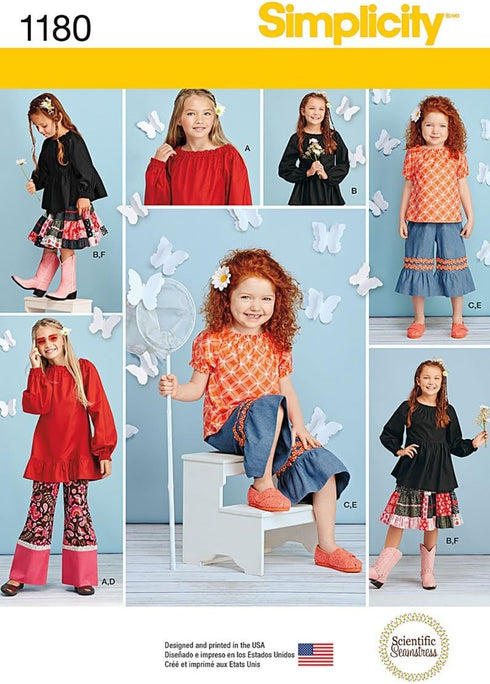 Simplicity US1180HH Girl's Top, Pants, and Skirts Sewing Patterns, Sizes 3-6...