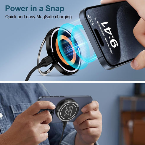 Magnetic Wireless Charger Pad, 2 Pack15W MagSafe Charger Fast Charging Kick Stand Phone Holder for iPhone 15/15 Pro/15 Plus/15 Pro Max/14 13 12,Sa...