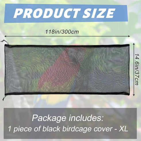 Bird Cage Netting Seed Catcher - Adjustable Bird Cage Skirt Seed Catcher, Large Soft Breathable Mesh Bird Seed Catcher for Indoor Round Square Cag...