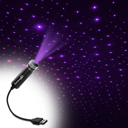 2-Pack USB Star Night Light Projector for Car, Bedroom, Interior Decor, Roof, Ceiling Galaxy Projector, Romantic Mood Lighting by Renewgoo (Purple...
