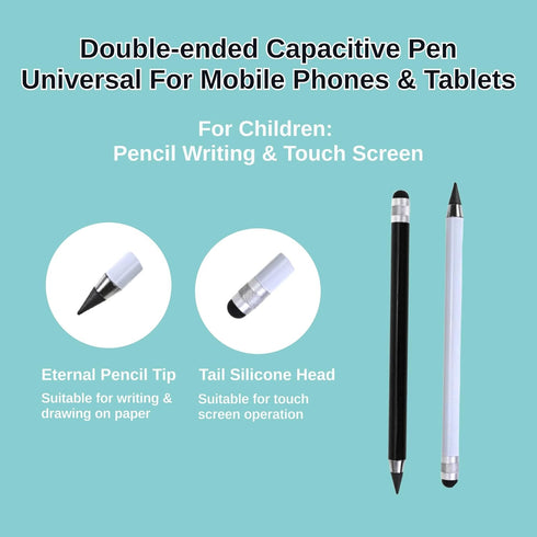 2Packs Stylus Pen for iPad, 2 in 1 Stylus Pen Universal for iPad/iPhone All Capacitive Touch Screens, Pencil Writing On Paper for Children/Student...