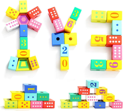 TOP BRIGHT Wooden Lacing Beads for Toddlers, Kids Fine Motor Skills Montessori Toys for 2 Year Old Girls Boys, Threading Toys for Two Year Old Gir...