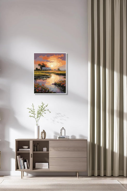 DoMyArt Paint by Numbers Kit for Adults, DIY Acrylic Painting on Canvas Home Decor Wall Art (River Under Sunset, 16x20 Inch)...