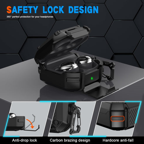 for Samsung Galaxy Buds 2 Pro/Buds Pro/Buds Live/Buds 2 Case Cover/Galaxy Buds FE (2023),with Anti-Drop Lock That Doubles as a Phone Stand,Black.....
