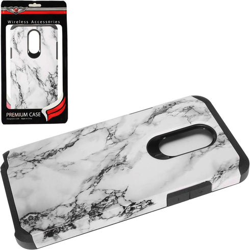 Z-GEN - for LG Stylo 5 (2019), Stylo 5X, Stylo5+ Plus, LM-Q720, LM-L722DL - Hybrid Image Phone Case + Tempered Glass Screen Protector - AD1 White ...