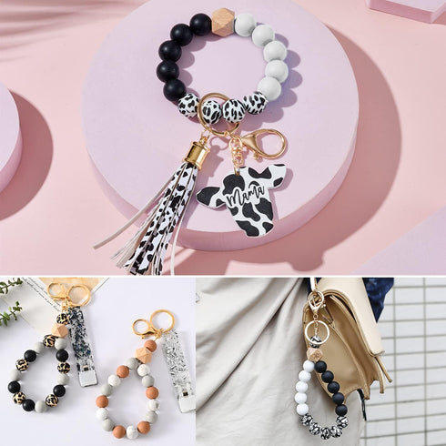 70Pcs Animal Silicone Beads Bracelet Making kit, 15mm Soft Rubber Round Beads Crafts for Keychain Wristlets Pacifier Clips Teething Lanyards Neckl...