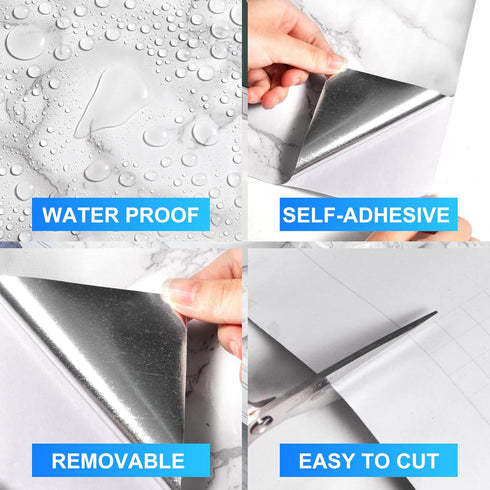 DUUEIHHUER Marble Countertop Contact Paper Waterproof Easy to Clean Self-Adhesive Removable Countertop Cabinet Wardrobe Old Furniture Decoration W...