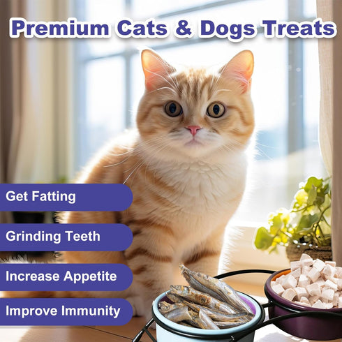 Freeze Dried Fish Dog Treats - Whole Capelin Fish Seeds Cats Treats Natural Single Ingredient Delicious Snacks Training Healthy Chews Food Pet Foo...