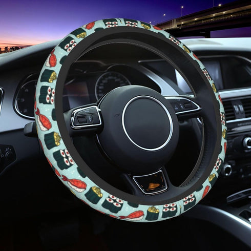 Black Cute Japanese Sushi Steering Wheel Cover Car Accessories Cute for Women Girls Girly Universal 15 Inch Neoprene Auto Interior Decor Anti Slip...