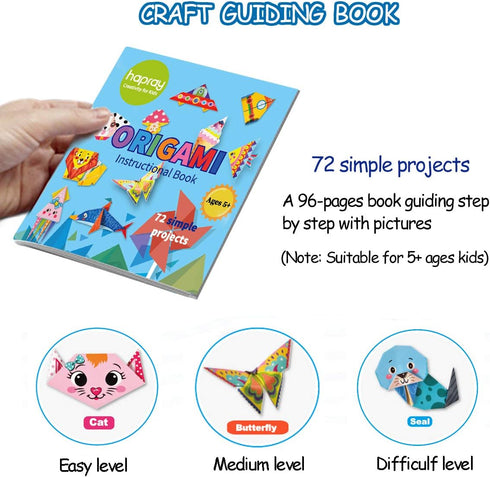 Origami Kit 144 sheets Origami Paper for Kids 72 Patterns with Craft Guiding Book...