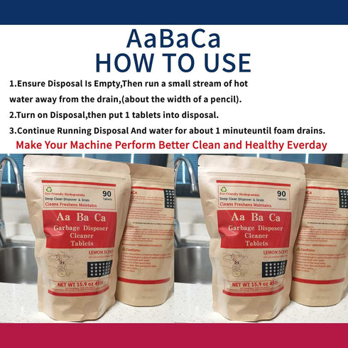 Garbage Disposal Cleaner Tablets 90 Counts Lemon Scent Power Foaming Cleaning More Active Kitchen Drain Sink Clean Care Eco Friendly Lasting Long...