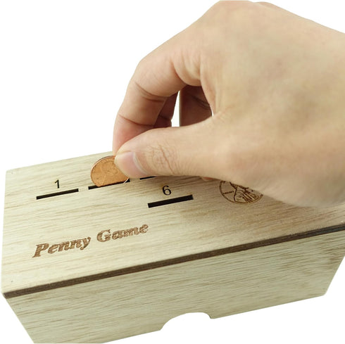 Penny Game - Dice Games for Families with Pennies for 2-6 Players, Penny Game Wood Box...