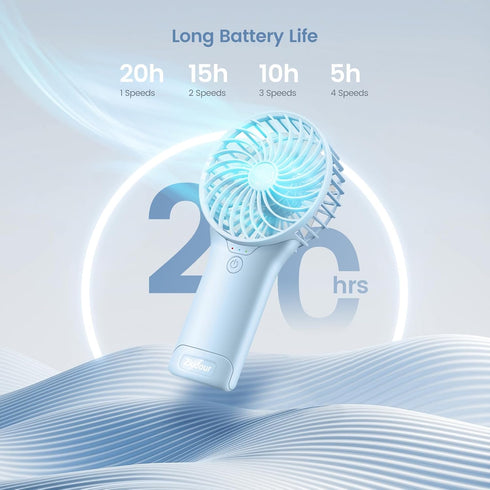 2024 Upgrade Handheld Portable Fan Longer Lasting Max 20Hrs Working Time, 4 Speeds Strong Wind USB Rechargeable Personal Mini Fan Desk Fan for Gir...
