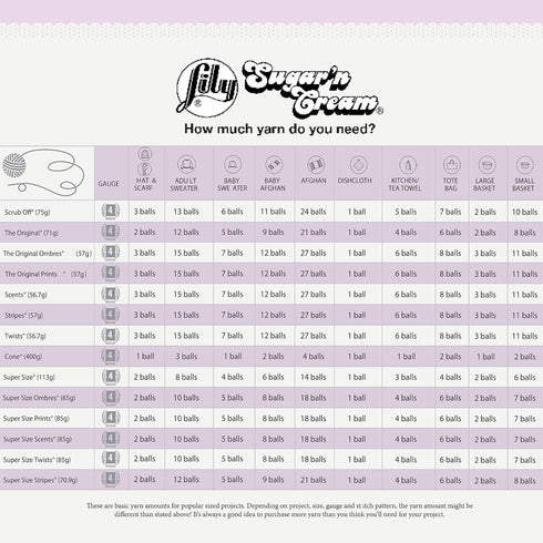 Lily Sugar 'N Cream Super Size Solid Yarn, 4oz, Gauge 4 Medium, 100% Cotton - Blueberry - Machine Wash & Dry...