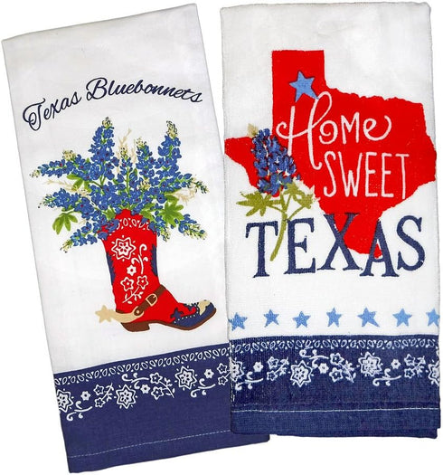 Kay Dee Designs Home Sweet Texas Bluebonnets Tea Towel and Cotton Terry Dishtowel (2 Item Bundle)...