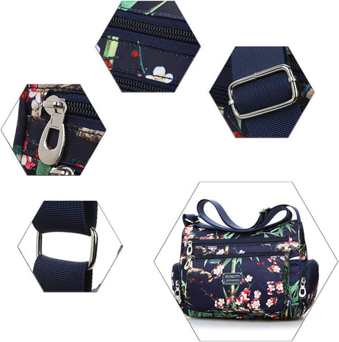 NOTAG Crossbody Bags for Women Nylon Shoulder Bag Floral Multi-Pocket Purses and Handbags...