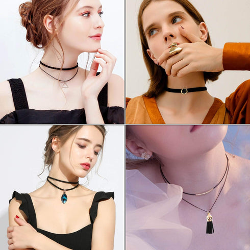 shynek Choker Necklace for Women, 12 Pcs Black Choker Necklace Set Black Lace Tattoo Velvet Chokers for Women and Teen Girls...