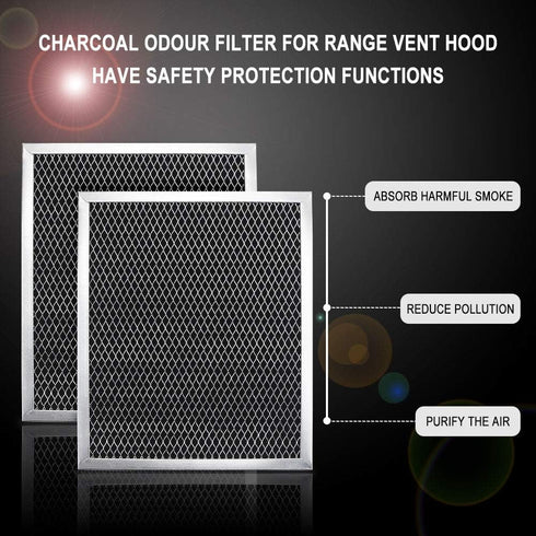 Cenipar 97007696 Charcoal Odour Filter for Range vent hood (8 3/4" X 10 1/2" X 3/8")-2 Pack