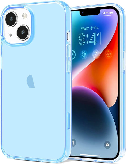 JJGoo Compatible with iPhone 14 Case Clear, Soft Shockproof Protective Slim Thin Phone Bumper Cover Transparent Phone Case, Translucent Blue...
