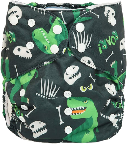 2 to 7 Years Old Junior Big Cloth Diaper Pocket Reusable Washable Baby Toddler (Green Dinosaurs)...