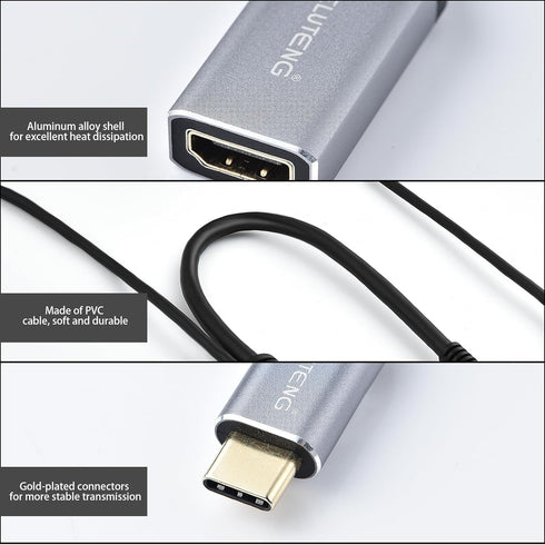 ELUTENG HDMI Female to USB C Male Adapter 4K@60Hz Portable HDMI Input to Type C Output Converter Cable Thunderbolt 3 Adapter Compatible for Micros...