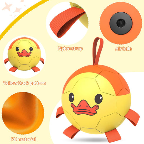 Dog Toys Soccer Ball with Straps - Durable Dog Balls for Small Medium Dogs, Beach Pool Dog Water Toy, Duck Dog Toy, Puppy Dog Birthday Gifts, Herd...
